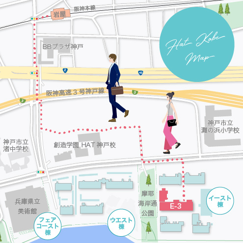 最寄駅から摩耶シーサイドプレイスイースト3番館までの経路
