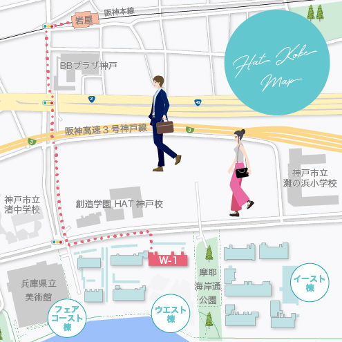 最寄駅から摩耶シーサイドプレイスウエスト1番館までの経路