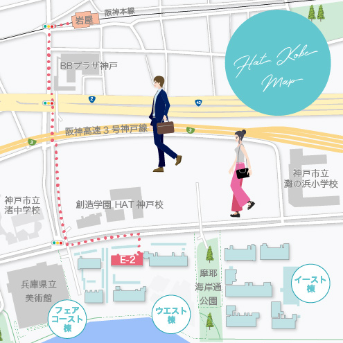 最寄駅から摩耶シーサイドプレイスウエスト2番館までの経路