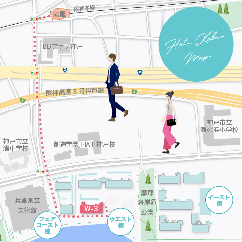 最寄駅から摩耶シーサイドプレイスウエスト3番館までの経路